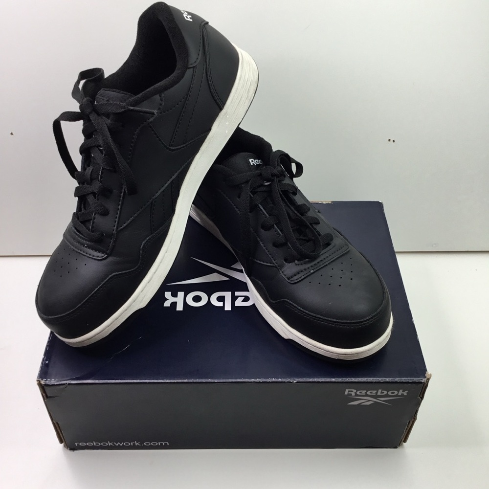 Reebok Club Memt Mens Work Shoes 8.5 W Black White Lace-Up Classic Sneakers